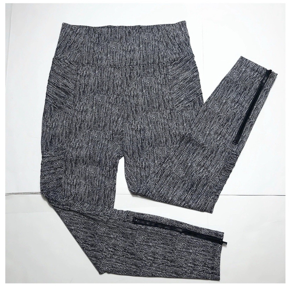 Athleta  Delancey textured moto Patterned Leggings black white‎ Size X-Large